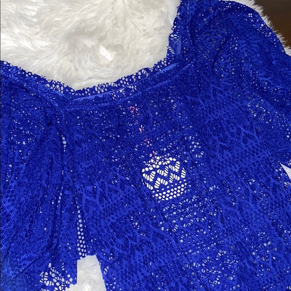 Cobalt Blue Lace Blouse - Picture 2 of 6